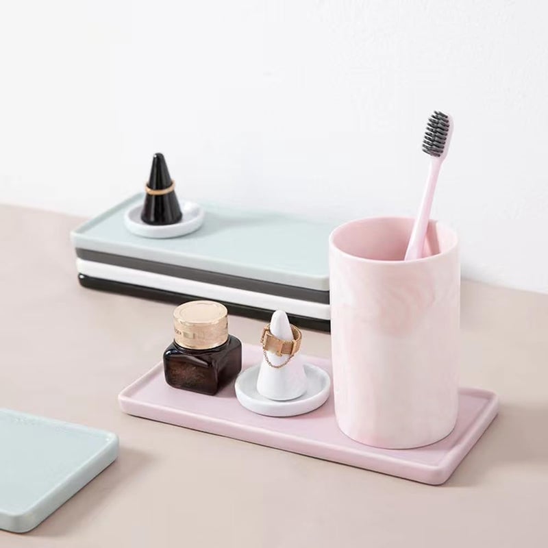 RabyLeo Marble ceramic mug, creative toothbrush holder, simple drinking cup. (Pink) - Image 3